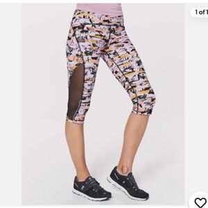 Lululemon Athletica Sun Runner Running Crop 17” Inversion Multi/Black Size 6